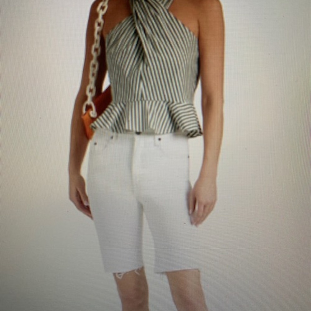 Veronica Beard Striped Crossover Front Peplum Top. Size 4